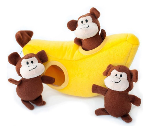 Brinquedo Pelúcia Zippypaws Burrow Banana E Macaco Para Cães