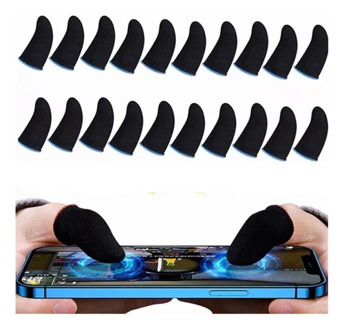 20 Pcs Dedales Dedos Fundas Gamer Touch Guantesitos Azul