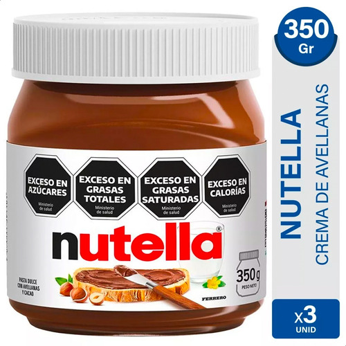 Nutella Ferrero Grande Chocolate Avellana Cacao X3 Unidades