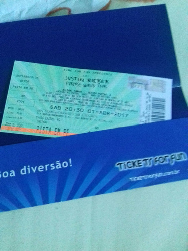 Vendo Ingresso Justin Bieber  Show Em Sp Dia 1/4 Valor 750,0