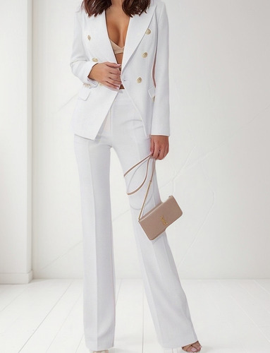 Blazer Para Mujer Slim Fit De Oficina Con Solapa Y Botones