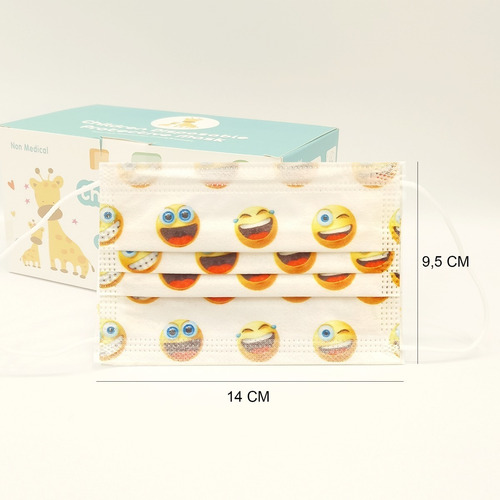 50 Mascarillas Infantiles Desechables - Diseño Smile