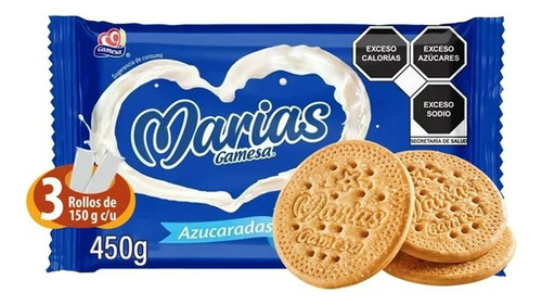 3 Pzas Galletas Marías Gamesa Azucaradas 3 Rollos De 150 G C