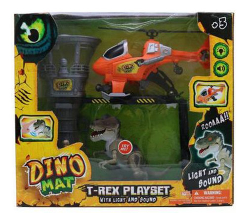 Set Dinomat T-rex Con Helicoptero Luz Y Sonido  - Ik0117