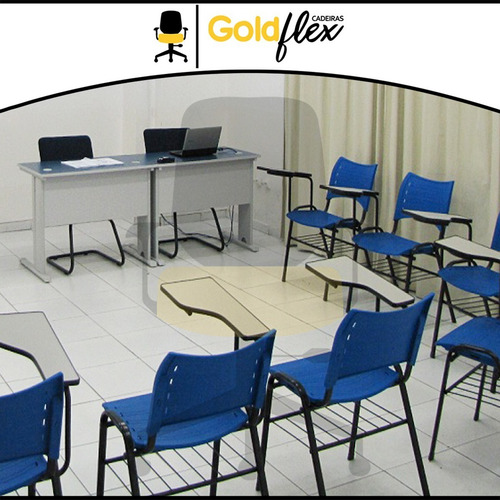 Kit 5 Cadeira Universitaria Iso Escola Faculdade Livro Curso