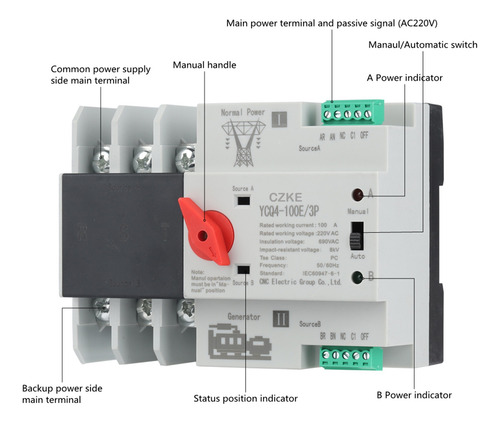 Czke Ycq4-100e/3p Interruptor De Transferência Automática
