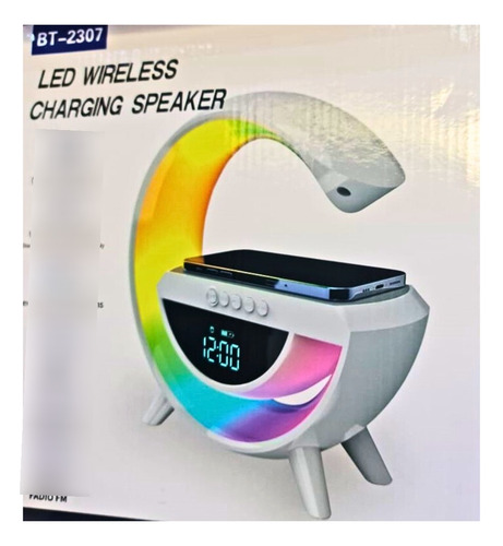 Lámpara Cargador Inalámbrico Parlante Bluetooth Forma G Led