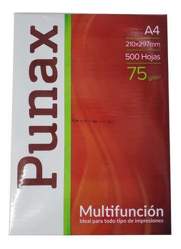 Resma Hojas Multifuncion Punax A4/75 Gr 500 U X 5 Un