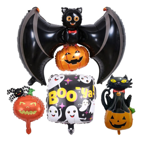 Combo Globos Feliz Cumple Deco Halloween Calabaza