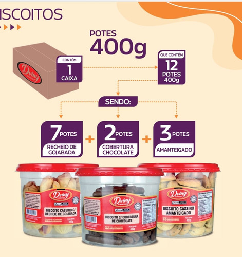 Cx Com 12 Potes De Biscoitos Amanteigados Valor Da Cx 100 Re