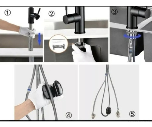 Llave Monomando Lavaplatos Profesional Extraíble Negra Color