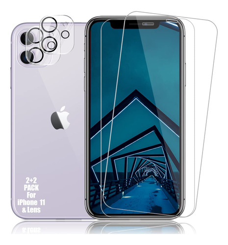 Protector Pantalla Para iPhone 11 + Lente Camara 2 Unidad Hd