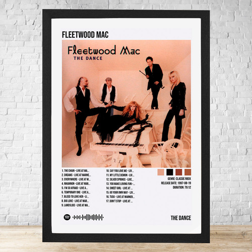 Cuadro Fleetwood Mac The Dance 30x40 Con Vidrio Y Marco C778 Negro Moderno