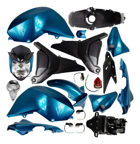 Kit Plasticos Fz-s/fz 2.0 Con Faros Azul Para Moto