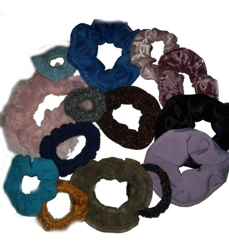 Scrunchies X3  (colitas Para El Pelo) Artesanal Surtidas