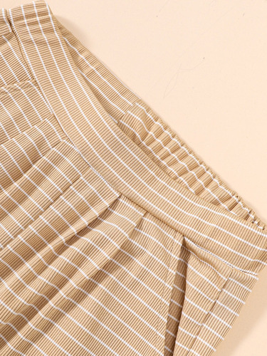 Conjunto De Pantalones Y Camiseta Sin Mangas A Rayas Con Let