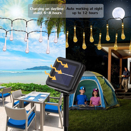 F 6,5 M 30led Impermeable Solar Gota De Lluvia Cadena De