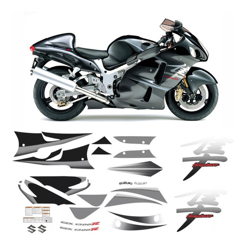 Kit Adesivos Suzuki Hayabusa Gsx 1300r 2007 Preta