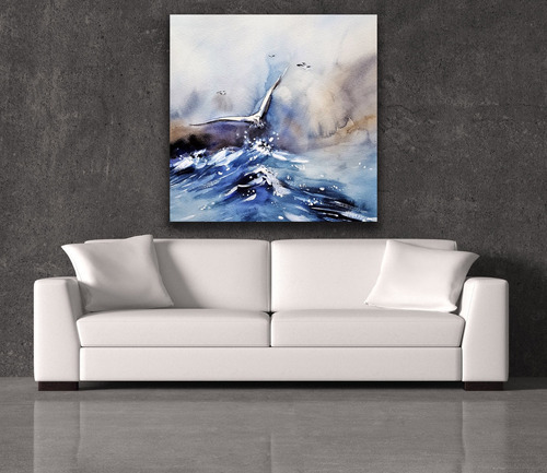 Cuadro Canvas Gaviota En El Mar 80x80 Cm