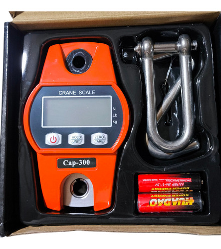 Balanza 300kg Dijitales Colgantes Pantalla Lcd + 3 Pilas Aa Naranja