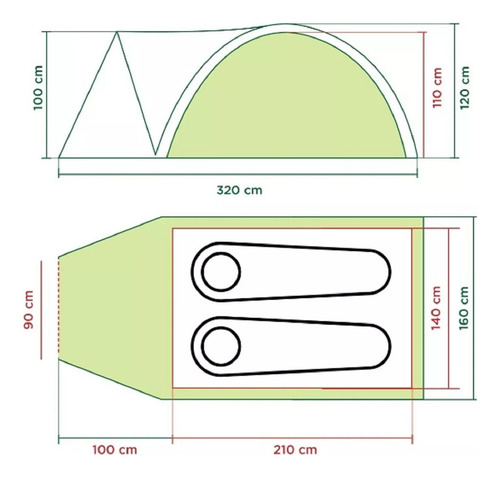 Imagen 3 de 7 de Carpa 2 Personas Coleman Darwin Full Fly 320x160x120 Camping