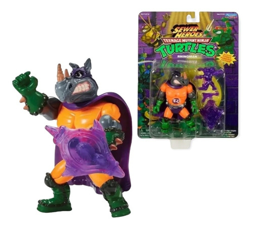 Figura De Acción Rocksteady Rhinoman Sewer Heroes Tortugas 