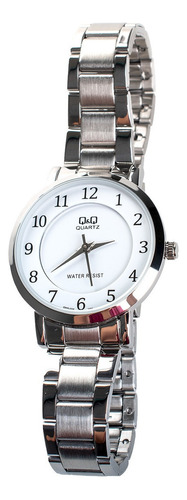 Reloj Q&q Mujer Plateado Analogo Business Q945j204y Fondo Blanco