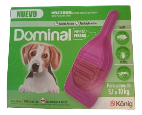 Pipeta Dominal Repelente Antipulga Perro 5 A 10 Envío Gratis