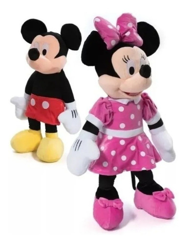 Minnie Y Mickey Mouse Pareja De Peluches 50cm Con Sonido 