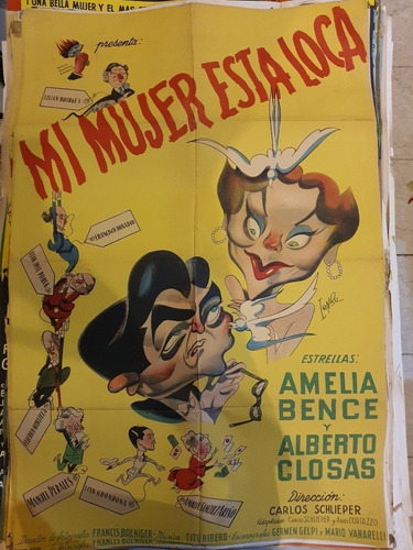 1 Afiche De Cine Original -mi Mujer Esta' Loca 340