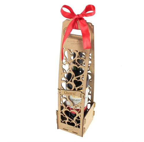 Caja Porta Vino Regalo Empresarial Novio 14 Febrero Navidad