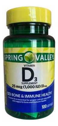 Vitamina D3 25 Mcg Spring Valley 100 Cápsulas