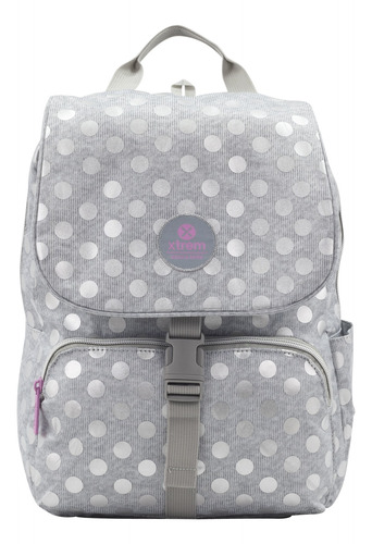 Mochila Xtrem Flap Chica Con Solapa Porta Laptop 13 Plateada