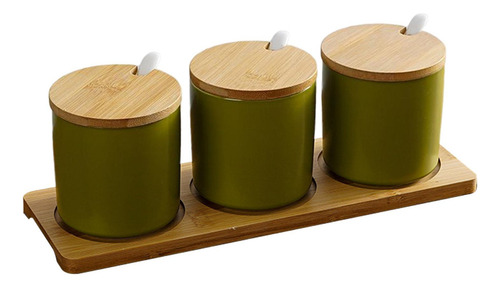 3 Uds. De Tarros De Especias De Cerámica Con Tapa, Cuchara