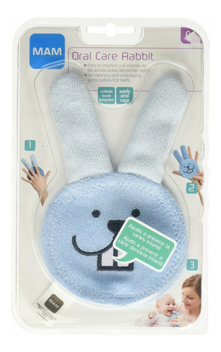 Luva Cuidado Oral Infantil Care Rabbit Azul Mam ® 0+m