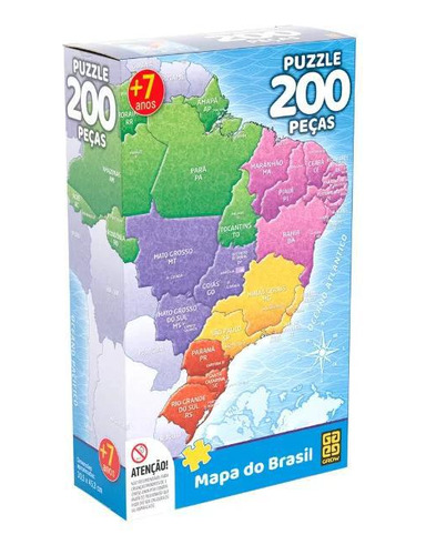 Quebra Cabeca Grow 200 Peças Mapa Do Brasil - 0393