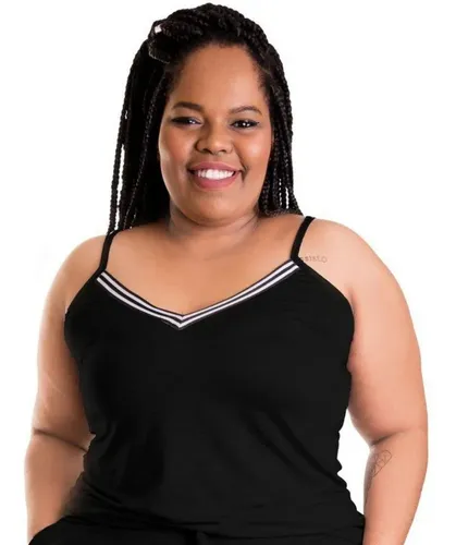 Roupa Feminina Camisa Regata Al a Fina Listra Plus Size