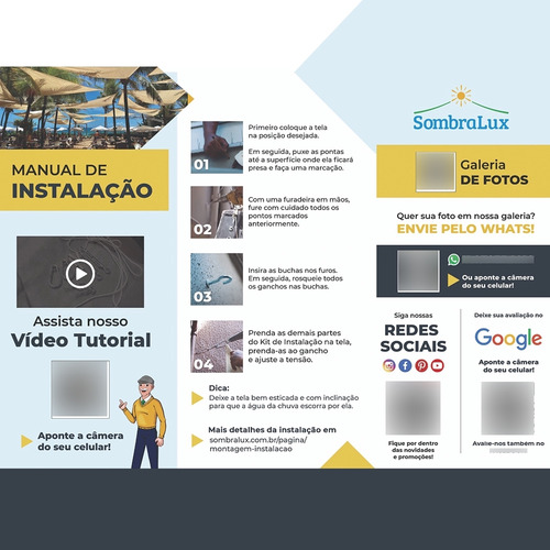 Tela Toldo Shade Sombreamento Sombralux 4x4 Cores