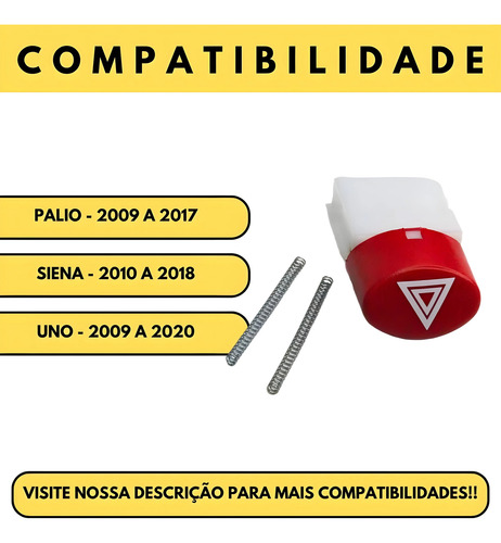 Botão Reparo Pisca Alerta Vermelho Fiat Palio 100185355