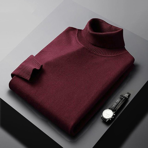 Suéter Casual De Cuello Alto Para Hombre De Manga Larga
