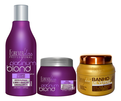 Kit Forever Liss Duo Platinum Blond + Banho De Verniz 250g