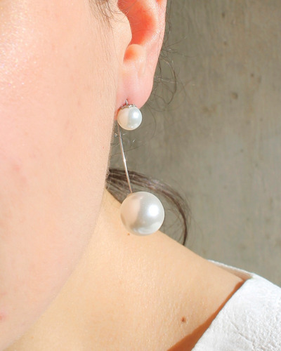 Imagen 3 de 4 de Aros Perlas Acero Inoxidable Mujer