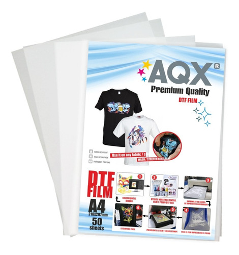 Papel Dtf Pet Film Resma A4 200 Unidades Impresion Aqx-tech