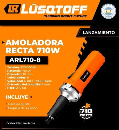 Amoladora Recta Lüsqtoff Arl710-8 De 50 Hz 710w 28000rpm
