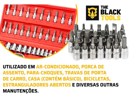 Jogo De Soquete Aço Crv 1/4 Catraca Chave Allen Kit Ferramentas C