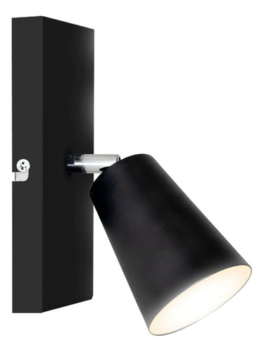 Lampara Moderna Pared Cono Movil Aplique Deco Living E27 Led Color Negro