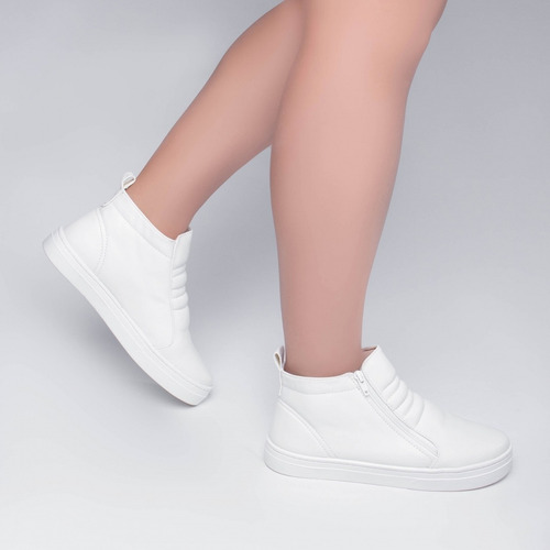 Imagem 4 de 4 de Tênis Botinha Feminino Casual Com Zíper Sem Cadarço Confort