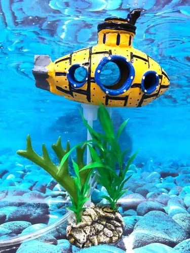 Enfeite Aquário Submarino Toca Yellow - Aceita Oxigenador