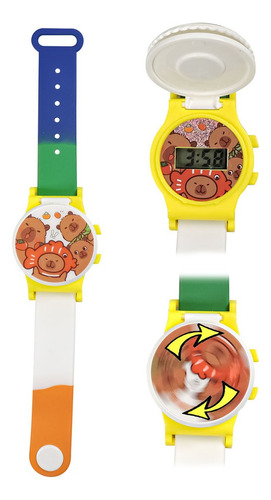 Reloj Digital Infantil Pulsera Spinner Capibara Carpincho Rosa