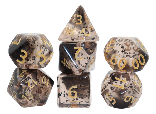 7 Piezas De Dados Poliédricos D6 D4 D8 D10 D12 D20 Negro